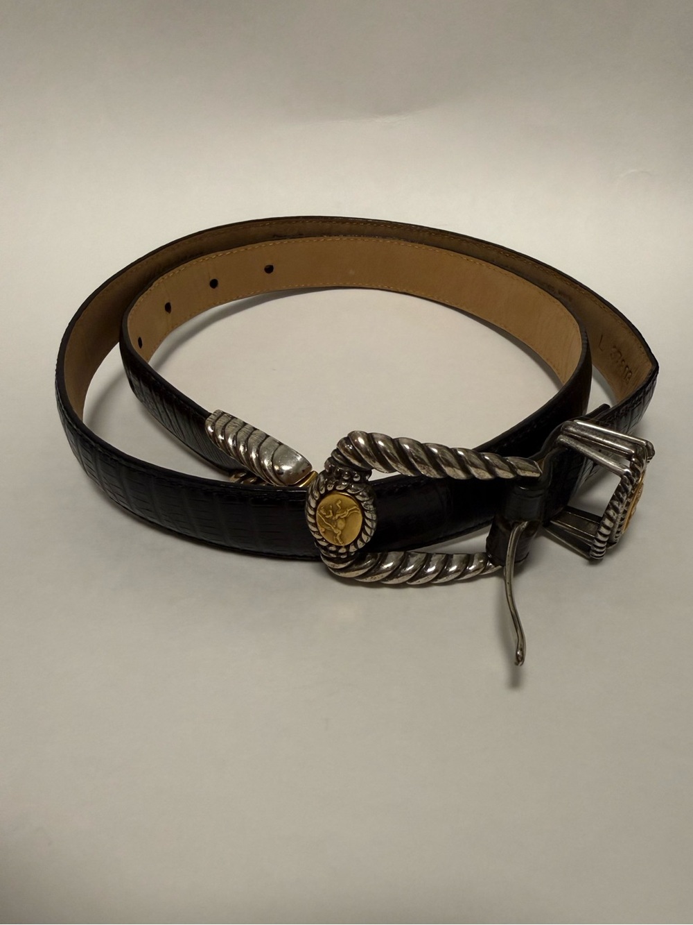 Brighton Museum Collection Black Lizard Leather Coin Belt vintage